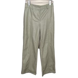 7 For All Mankind Sage Green Vegan Leather Straight Leg Pants